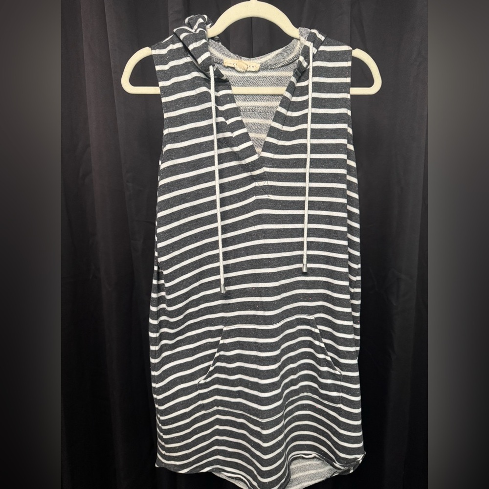 Striped Sleeveless Hoodie Dress size M